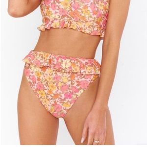 Show Me Your MuMu Pink Floral Ruffle Bikini Bottoms